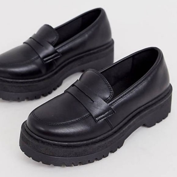 Shoes - !! BRAND NEW !! Black Vegan Leather Chunky Sole Loafers